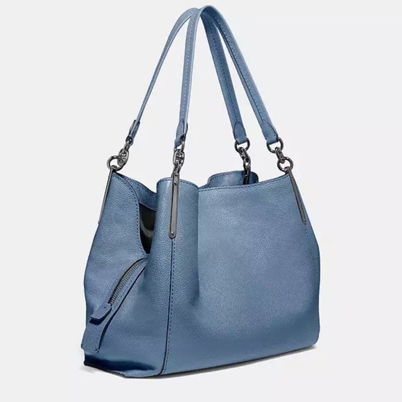 Coach Dalton All Leather Blue tote Bag - Picture 1 of 12